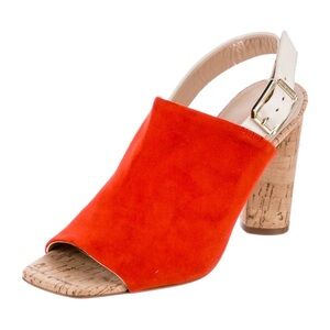 Veronica Beard Orange Suede Cork Heel Peep Toe Heels Women’s Size 11M
